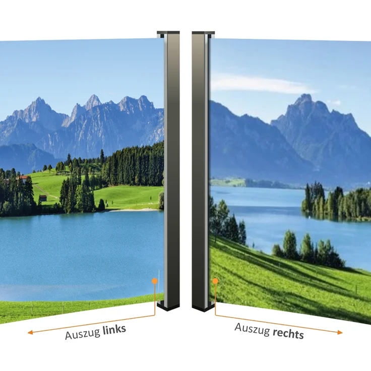 Seitenmarkise ausziehbar links, 160 cm hoch, Seitenrollo mit Fotodruck Berge – Bild 8