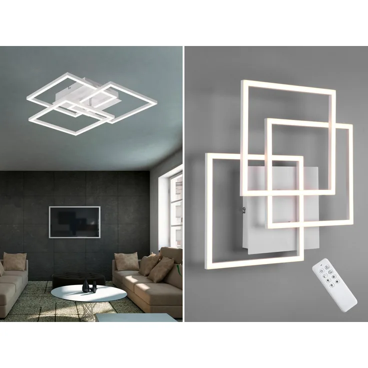 LED Deckenleuchte MOBILE Weiß dimmbar Nachtlicht Lichtfarbe einstellbar, B: 42cm