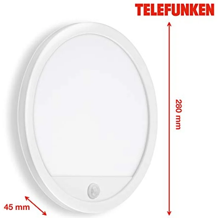 TELEFUNKEN LED Außenwandleuchte, Außenlampe mit Bewegungsmelder und Dämmerungssensor, 15 Watt, 2000 Lumen, 4000 Kelvin, IP44, Rund, Weiß, Ø 28cm, Backlight Effekt – Bild 3