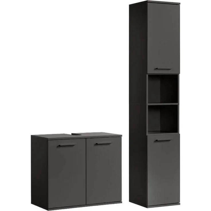 mokebo Badmöbel-Set Der Steuermann, (2-teilig), Unterschrank & Hochschrank fürs Badezimmer in Schwarz