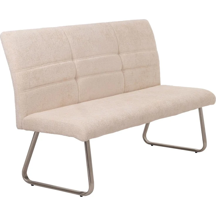 Sitzbank HWC-G55, Esszimmerbank Bank, Edelstahl gebürstet Stoff/Textil Chenille Öko-Tex, 180cm ~ creme – Bild 9