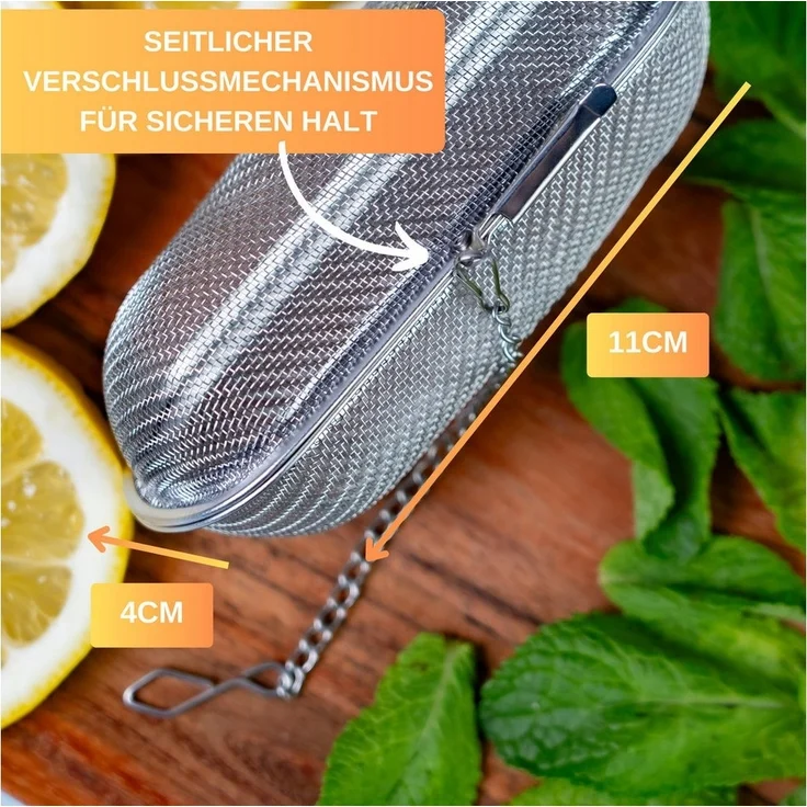 Thiru Teesieb Premium Gewürzsieb Edelstahl für Tassen, Teekannen oder Töpfe, (2-St) – Bild 3