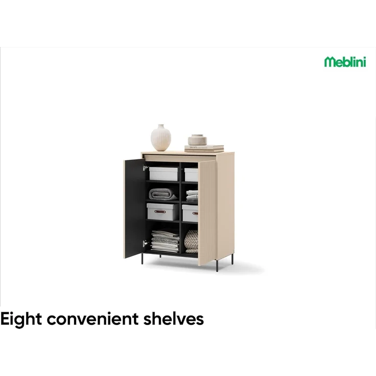 MEBLINI Garderobe Flur Möbel Set mit LED – TREND – Beige/Schwarz – Garderobenschrank Flur mit Spiegel - Garderobe Schrank - Flurgarderobe - Flurschrank hoch – Bild 4
