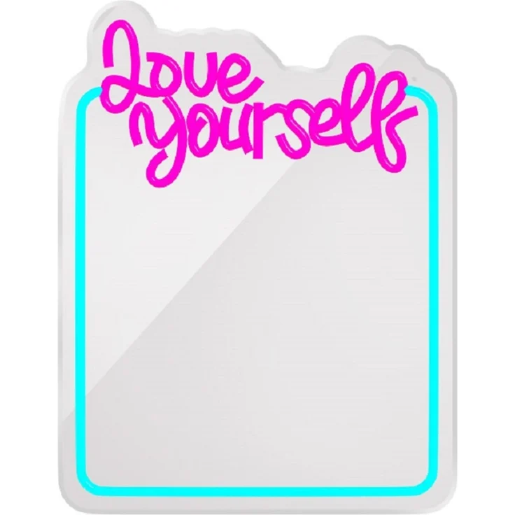 Forever Light LED Neon Dekolicht mit Spiegel Wandkunst Wanddekoration Love Yourself – Bild 1