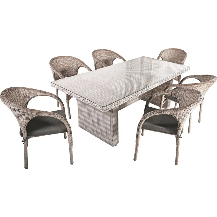 7tlg. Rattan Tischgruppe Garten Sitzgruppe Lounge Set Gartenmöbel Sitzgarnitur