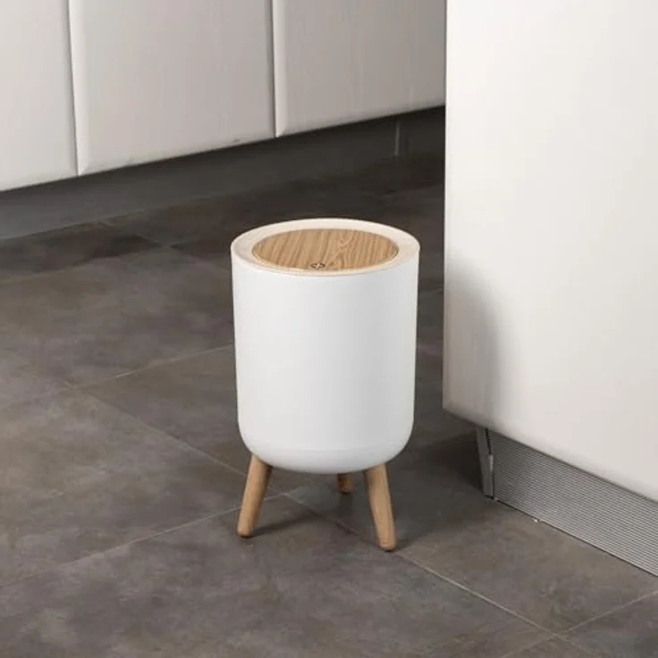 KITCHEN MOVE Push Eimer MALMO, Touch Abfalleimer 7L in Holzfarbe, ideal für Bad und Küche – Bild 5