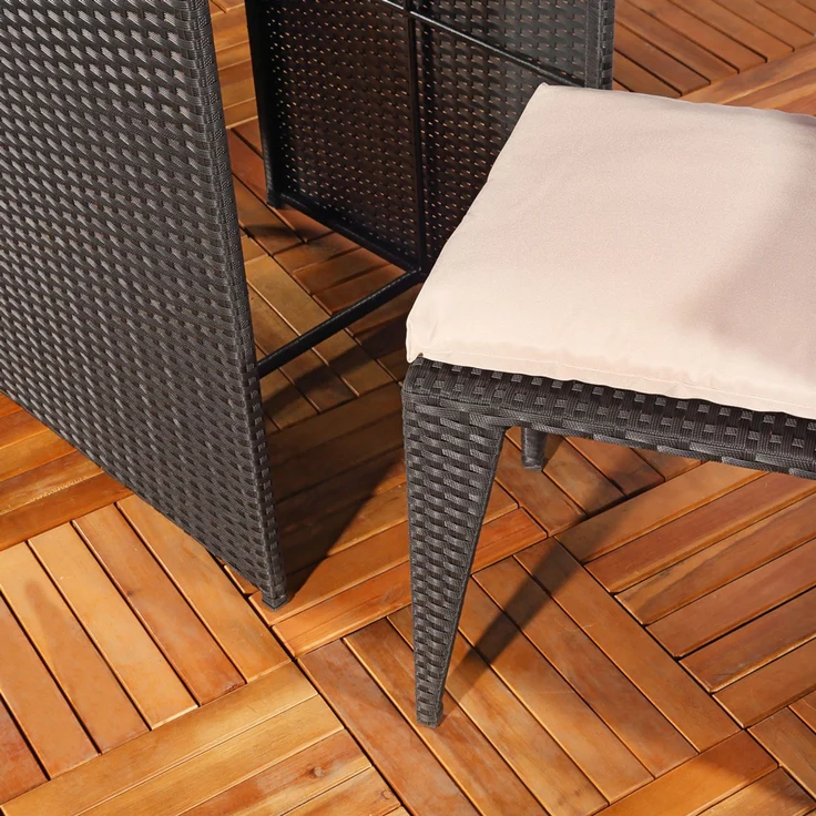 3tlg. Polyrattan Lounge Gartenset Sitzgruppe in Schwarz Tisch mit 2 Stühlen – Bild 2