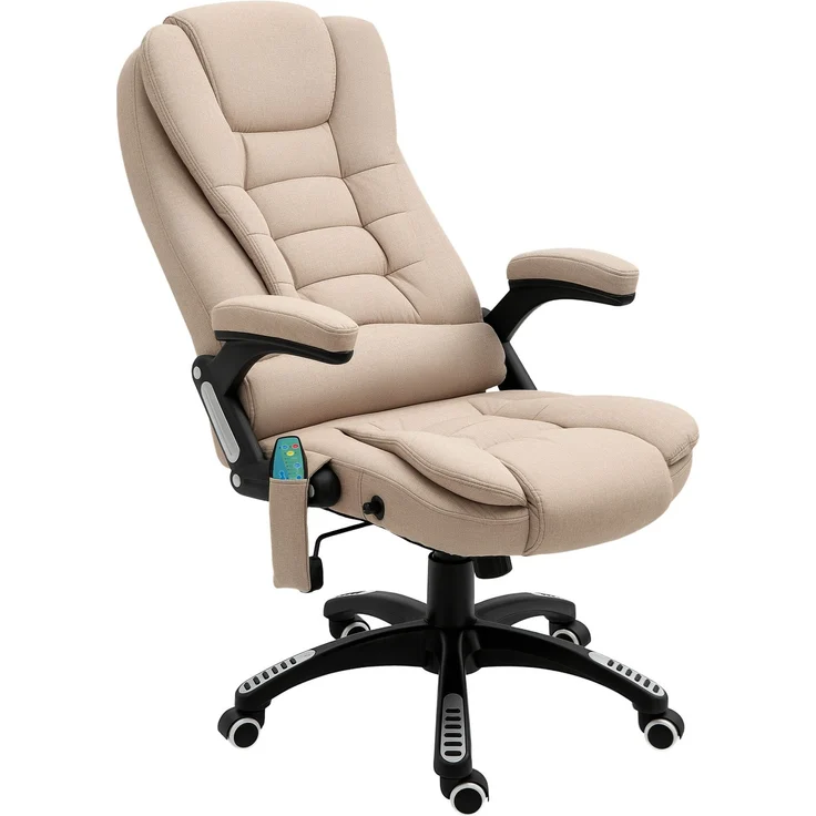 Massagesessel mit Wärmefunktion, Ergonomischer Schreibtischstuhl, höhenverstellbar, 68L x 72B x 110-120 cm, Braun--Braun--116x74x67cm--YOUDENOVA – Bild 2