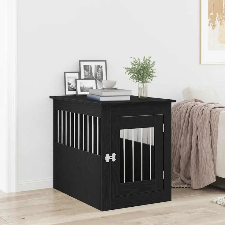 vidaXL Hundebox-Möbel Schwarze Eiche 55 x 75 x 65 cm Holzwerkstoff 862175 – Bild 1