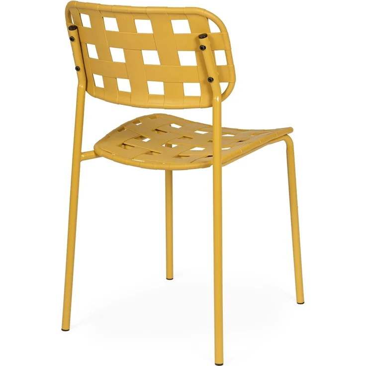 Gartenstuhl Clover 4er-Set aus Metall, modernes Design, stapelbar, ocker – pflegeleicht für Deinen Außenbereich – Bild 3