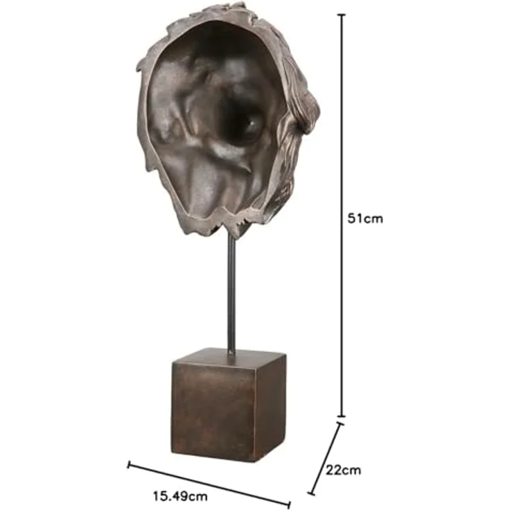 Casablanca Deko Figur Skulptur Löwe Kopf auf Sockel XL - 3D Tierkopf Statue aus Kunstharz - Farbe: Bronze Höhe 51 cm – Bild 5