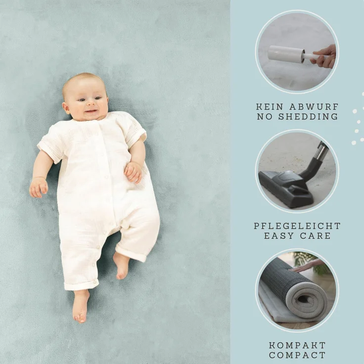 Wolkenweiche Spielmatte Baby 200x150x2,5cm, grün – Kinderzimmer Teppich mit hochwertigem Memory-Schaum – Krabbelmatte Baby mit Rutschfester Unterseite – Krabbeldecke, Kinderteppich, Tatami Matte – Bild 6