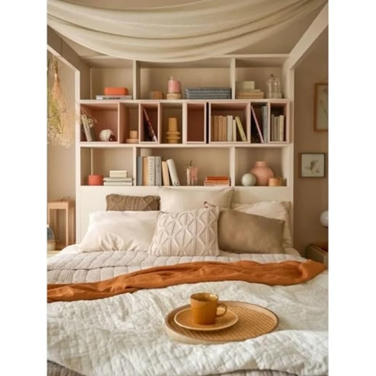 QMM TraumMöbel Himmelbett Calgary 160x200 weiß mit Lattenrost 2 Bettkasten, Regal (Einzelnes Möbelstück, Bett), mit Bettkasten und integriertem Bücherregal – Bild 2