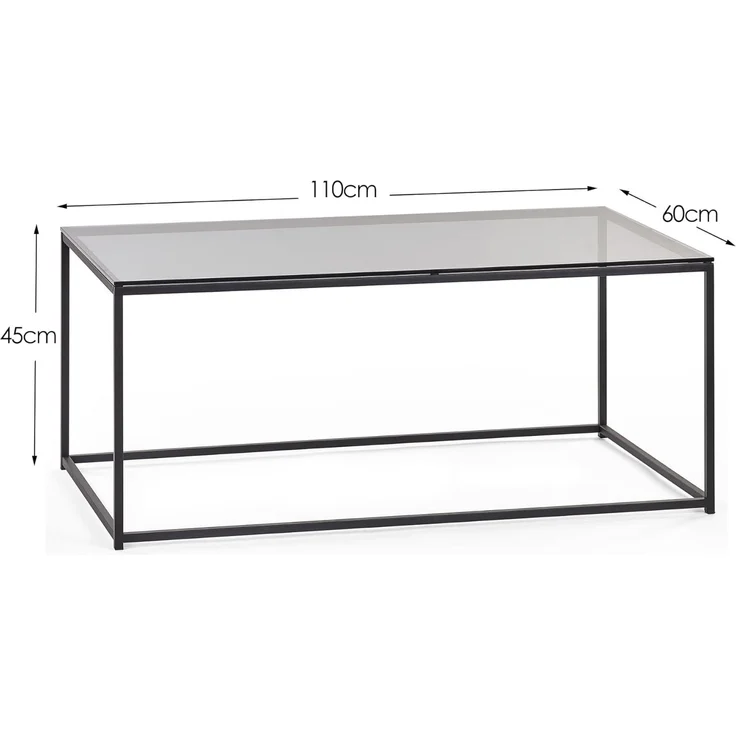 Julian Bowen Chicago Couchtisch, Rauchglas/Schwarz, Einheitsgröße – Bild 5