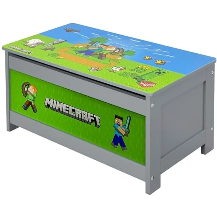 MINECRAFT - Sitzbank, Truhe mit Stauraum, Kindermöbel mit buntem Design