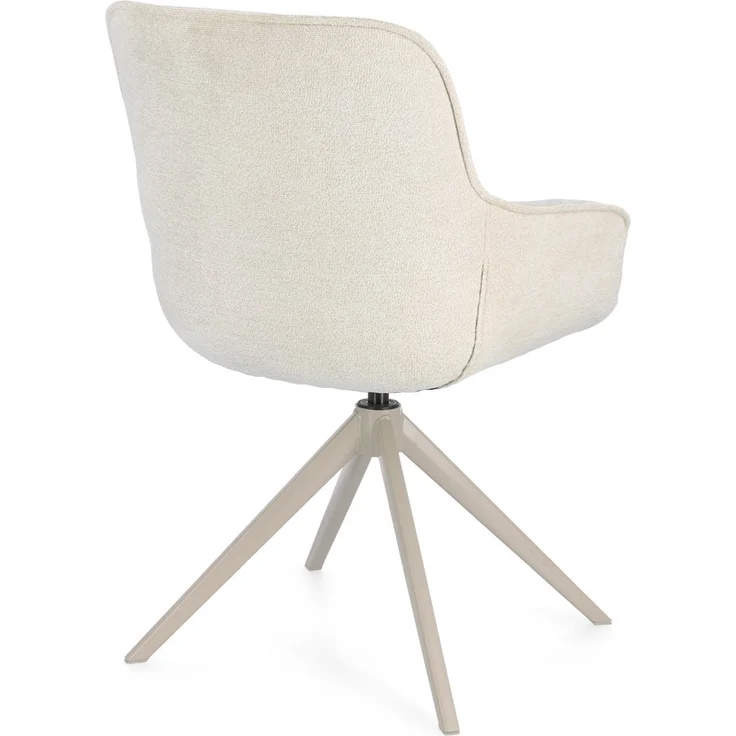 Esszimmerstuhl Matilda mit Armlehne, Stoffbezug modern drehbar, beige Moon, gepolstert, Metallgestell – Bild 4