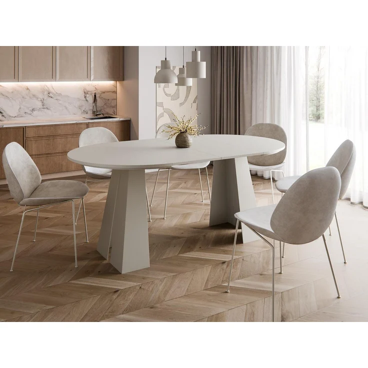 Compleo Esstisch Ø: 100cm oder 120 cm, Designer Tisch, ausziehbarer Tisch TRENDI – Bild 2