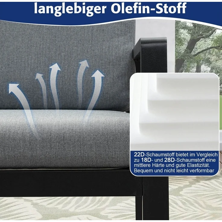 MeXo Gartenlounge-Set Alu Gartenmöbel-Sets Gartenstuhl, (6-tlg, 6 Esszimmerstühle, 60x 68x 85 cm, 12 Auflagen, bis zu 140 kg belastbar), wetterfest Gartengarnitur Set – Bild 2