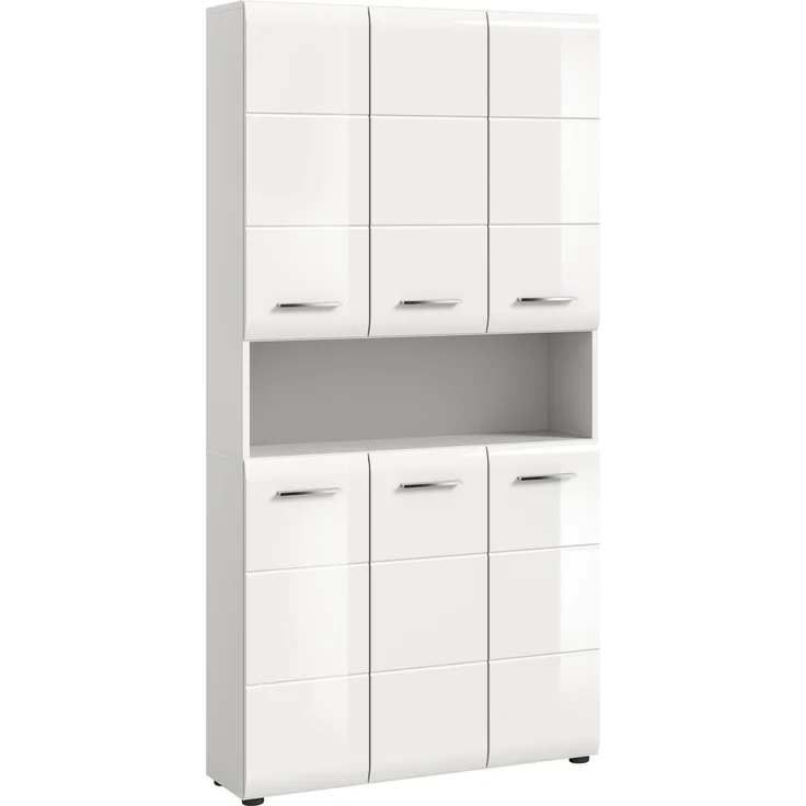 Badstandschrank (B/H/T: 90x185x30 cm) in weiß hochglanz tiefzieh – Bild 1