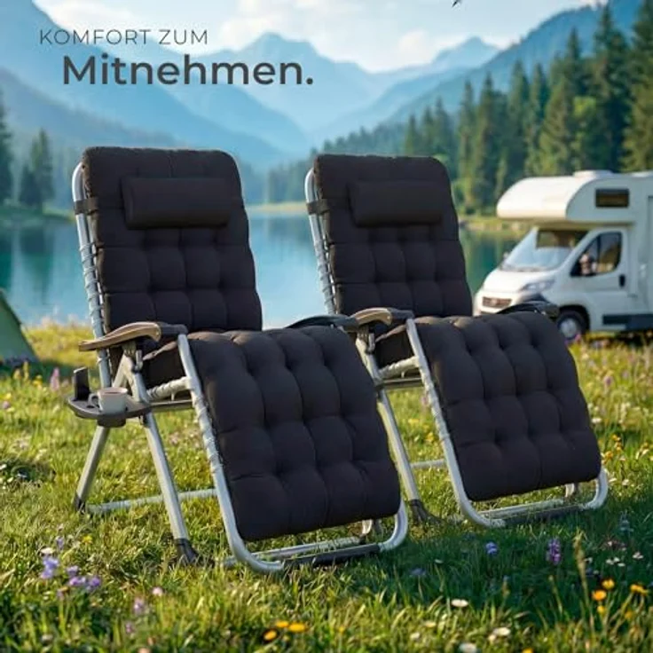 tectake Gartenstuhl 2er Set Sonnenliege (Komplettset, 2 St), klappbar – Bild 3