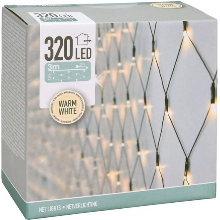 Spetebo LED-Lichternetz LED Lichternetz mit 320 LED warm weiß, 160-flammig, mit Netzstecker - Garten Deko Lichtervorhang – Bild 2