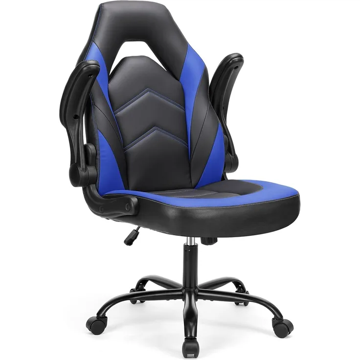 Sweetcrispy Gaming-Stuhl – Computerstuhl Ergonomischer Bürostuhl PU-Leder Schreibtischstuhl Chefsessel Verstellbarer Drehstuhl Arbeitsstuhl mit hochklappbarer Armlehne