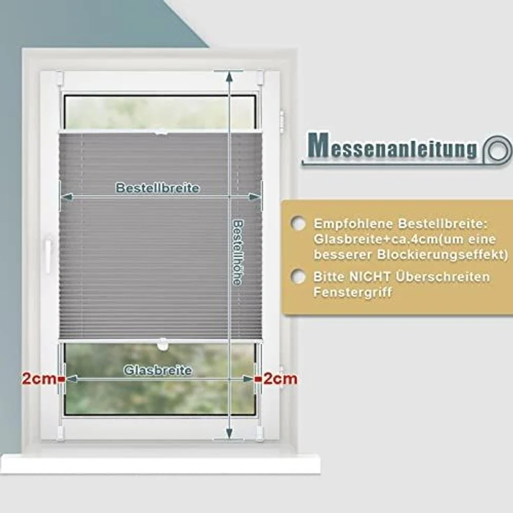 Plisseerollo ohne Bohren Klemmfix 50x130 cm(BxH) Anthrazit Jalousie Sonnenschutz Easyfix Faltrollo Lichtdurchlässig Rollo für Fenster & Tür – Bild 5