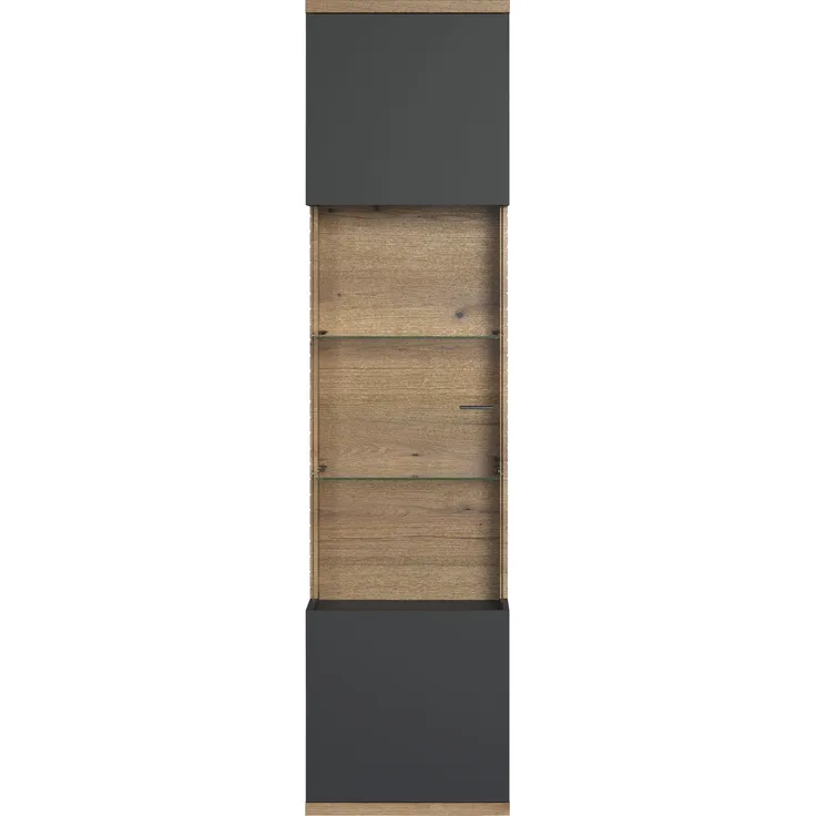 Vitrine Norris in grau und Eiche Evoke 51 x 205 cm