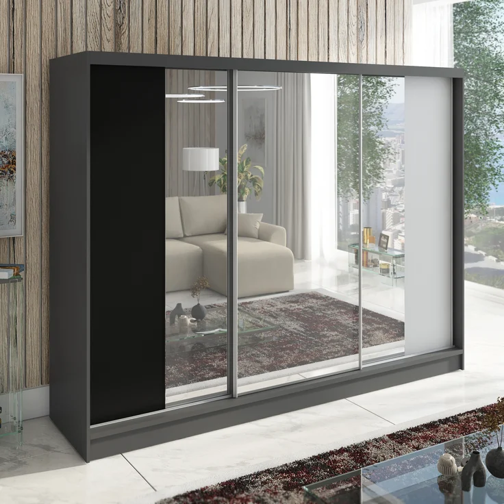 Schwebetürenschrank VIDA 2-türig Schrank 200 cm mit Spiegel – Bild 2