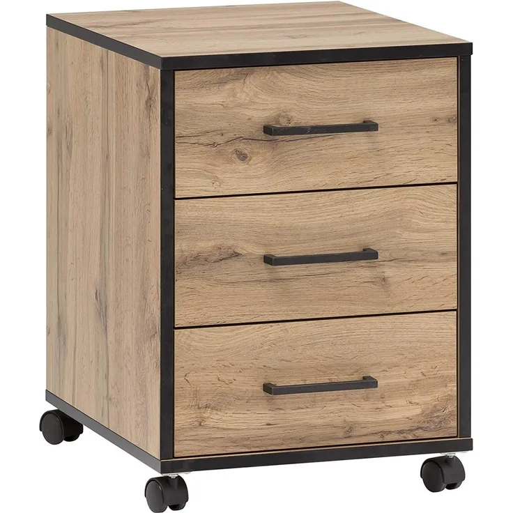 Möbelpartner Montana Rollcontainer 146466, Holzdekor, Eiche Landhaus Dekor, 40,1 x 50 x 57 cm