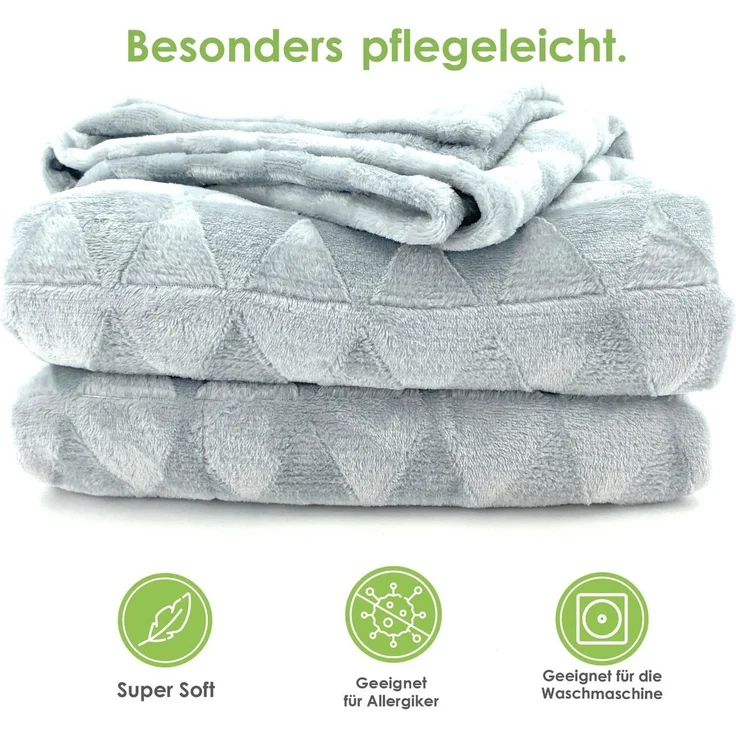 Wohndecke Soft Flanell Kuscheldecke Triangel Raute Sofadecke, heimtexland, super weich und flauschig, Allergiker geeignet, atmungsaktiv – Bild 2