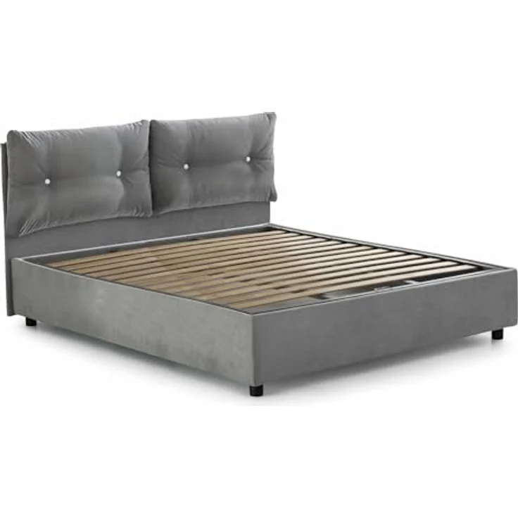 Talamo Italia - Angelica Queen-Size-Bett, Bettkasten mit Stoffbezug, 100 % Made in Italy, Öffnung vorne, inklusive Matratze 120 x 190 cm, Grau – Bild 6