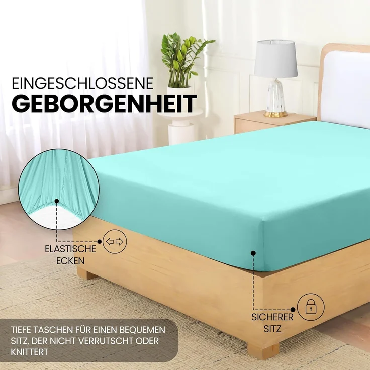 Utopia Bedding - Spannbettlaken 180x200 cm - Spa Blau - Oeko-Tex Zertifiziertes Gebürstete Polyester-Mikrofaser Spannbetttuch - 35 cm Tiefe Tasche – Bild 4