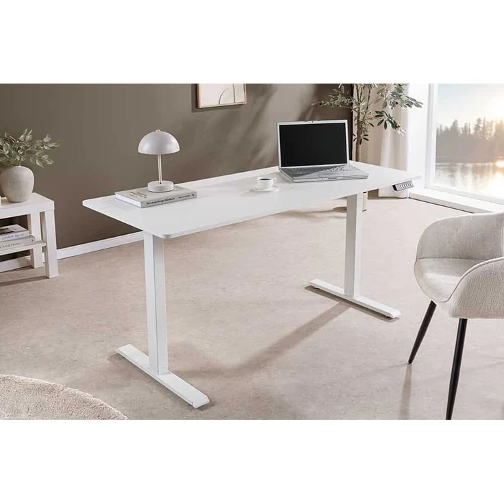 riess-ambiente Schreibtisch WHITE DESK 140cm weiß - stufenlos, höhenverstellbar, modern, workspace (Einzelartikel, 1-St), Anpassbarer Bürotisch - ideal für Arbeitszimmer, Praxis und Homeoffice – Bild 2