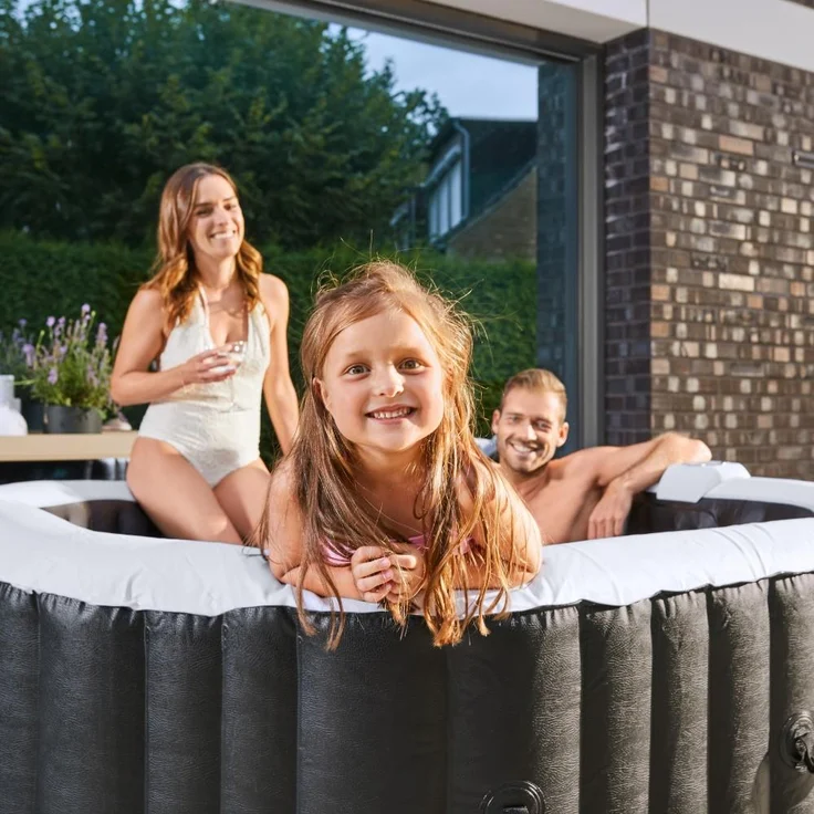 HOME DELUXE Outdoor Whirlpool DROP inkl. Kissen, Getränkehalter und Sonnendach - ⌀185 cm Schwarz – Bild 4