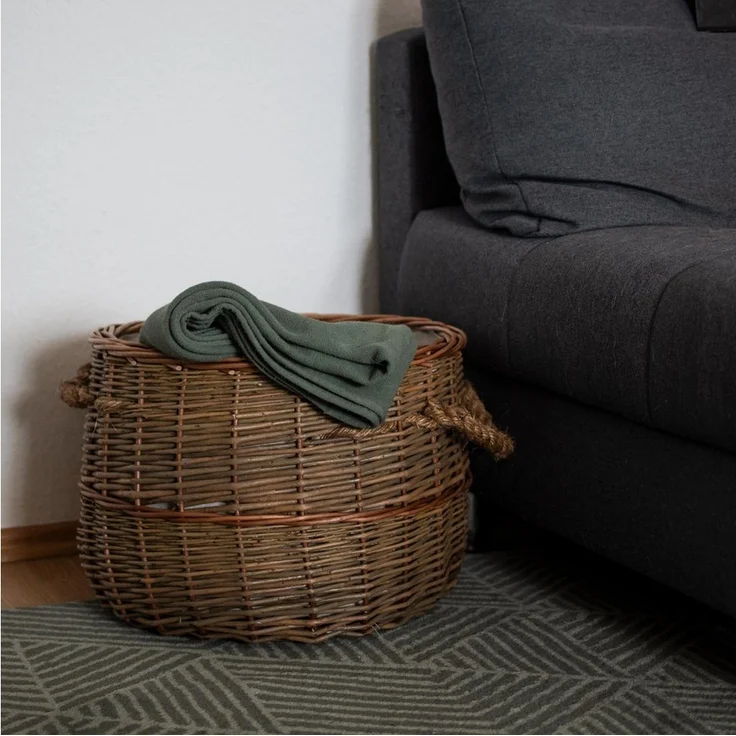 UNUS HOME Kaminholzkorb Korb Weide rund 2 Seilgriffe (1 St) – Bild 3