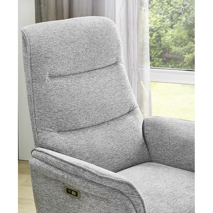 Relax-Fernsehsessel TV zwei-motorisch elektrisch Heizung Massage Chenille Grau – Bild 5