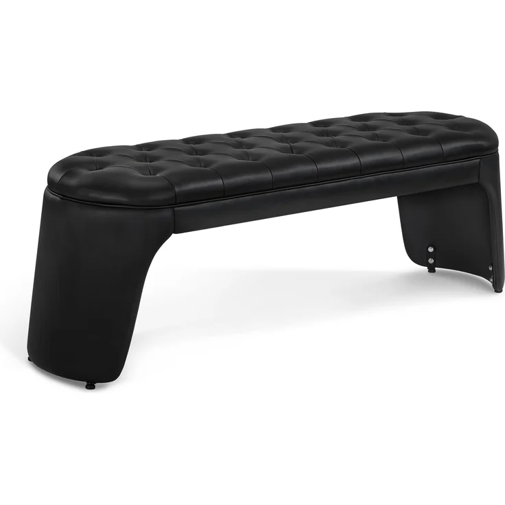 BarberPub 3-Sitzer Sitzbank für Friseursalon, Sitzbreite 150 cm, Moderne Wartebank Friseur, Polsterbank Schlafzimmer,Flurbank Friseureinrichtung W510 (Schwarz/Kunstleder) – Bild 1