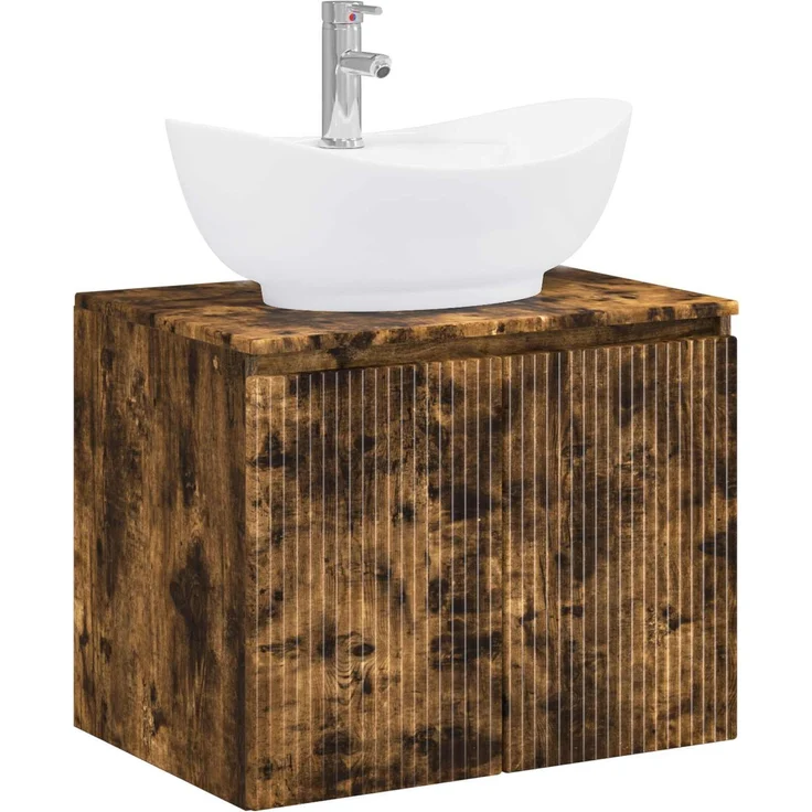 vidaXL Waschbeckenschrank Geräucherte Eiche 62,5 x 44,5 x 80 cm 3404345 – Bild 2