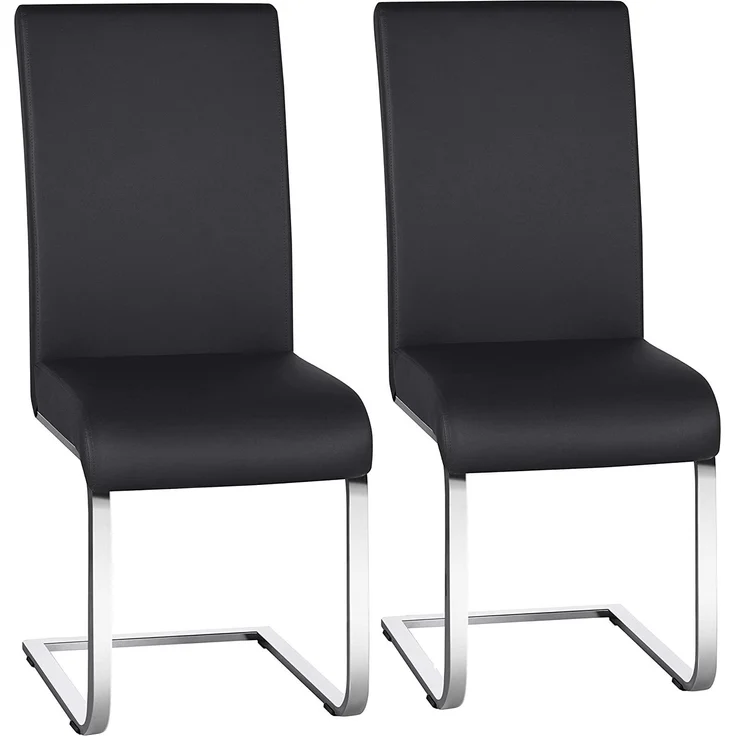 Yaheetech Esszimmerstühle 2er Set Esszimmerstuhl Schwingstuhl Freischwinger, 135 kg belastbar schwarz Kunstleder – Bild 1