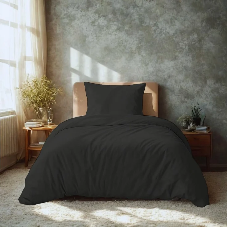 Komfortec Premium Superweiches Bettwäsche 2teilig 155x220 cm Bettbezug + 80x80 cm Kissenbezüge, gebürstet 100% Mikrofaser, Anthrazit
