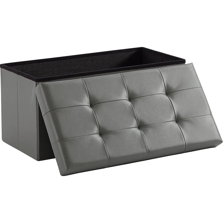 Zedelmaier Sitzbank mit Stauraum Sitzhocker ，Aufbewahrungsbox, Fußhocker，faltbar belastbar bis 300 kg 76 x 38 x 38 cm，Kunstleder (Dunkelgrau)
