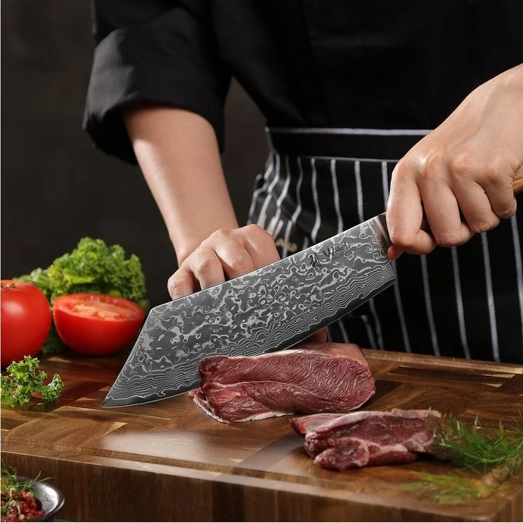 Wakoli Fleischmesser Edib Pro Damast BBQ- & Blockmesser Kochmesser Küchenmesser 20cm Klinge, 67 Lagen Damaststahl, VG-10 Stahlkern – Bild 1