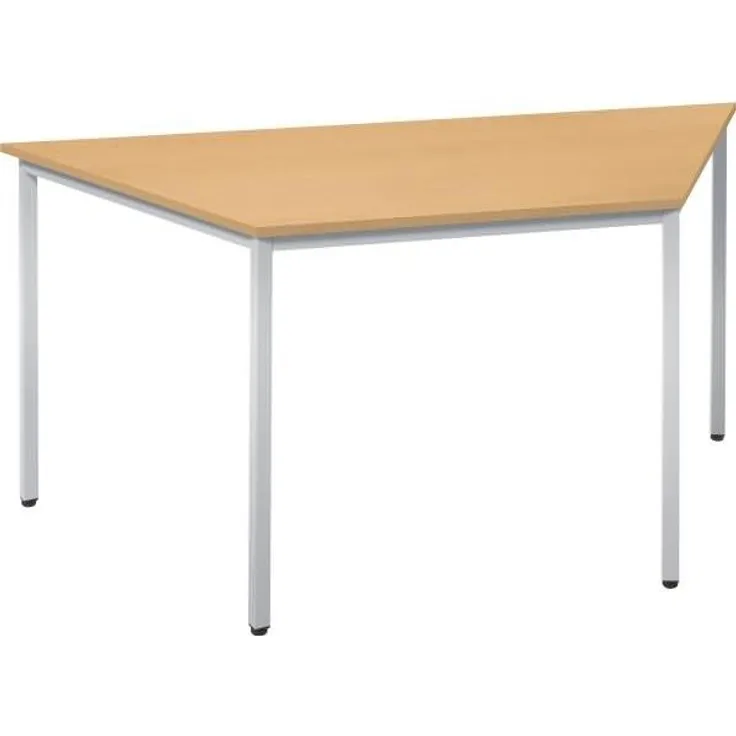 Soennecken Trapeztisch 1.600/800x690mm Gestell alusilber Platte buche