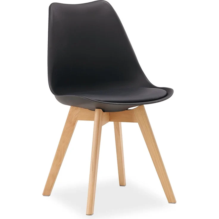 Küchenstuhl Schwarz Stuhl Holz modern Kunststoff Esszimmerstuhl Schalenstuhl Essstuhl Holzstuhl – Bild 1