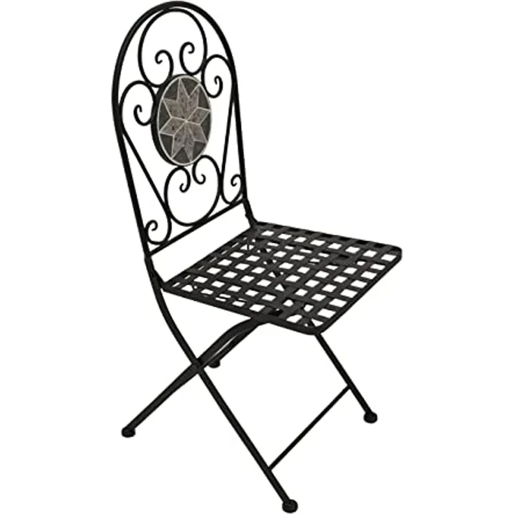 DEGAMO SIENA Bistroset 3-teilig, Metall + Mosaik, schwarz/grau, Tisch 60cm rund – Bild 3