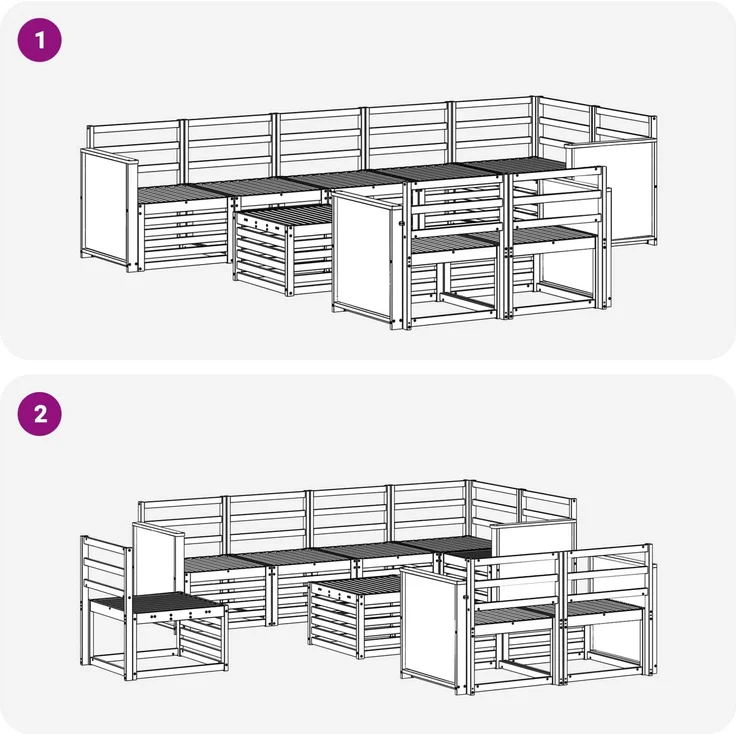 vidaXL Sofagarnituren Massivholz Akazie 3384530 – Bild 8