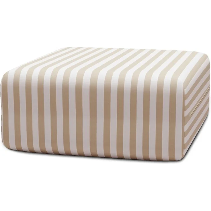 Gestreifter Outdoor-Pouf, weiß und beige – Bild 1