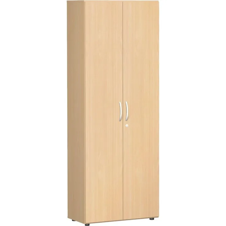 Flügeltürenschrank mit Standfüßen, 80x42x216cm, Buche
