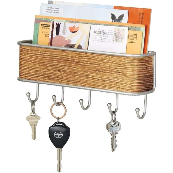mDesign Schlüsselbrett Ablage Schlüsselboard Organizer Aufbewahrung Metall Holz – Bild 6